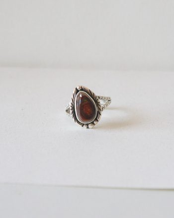 Fire Agate Silver Ring – 925 Sterling Silver – Small